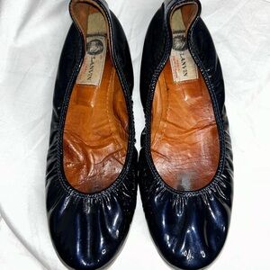 Lanvin Patent Midnight Blue Leather Flats